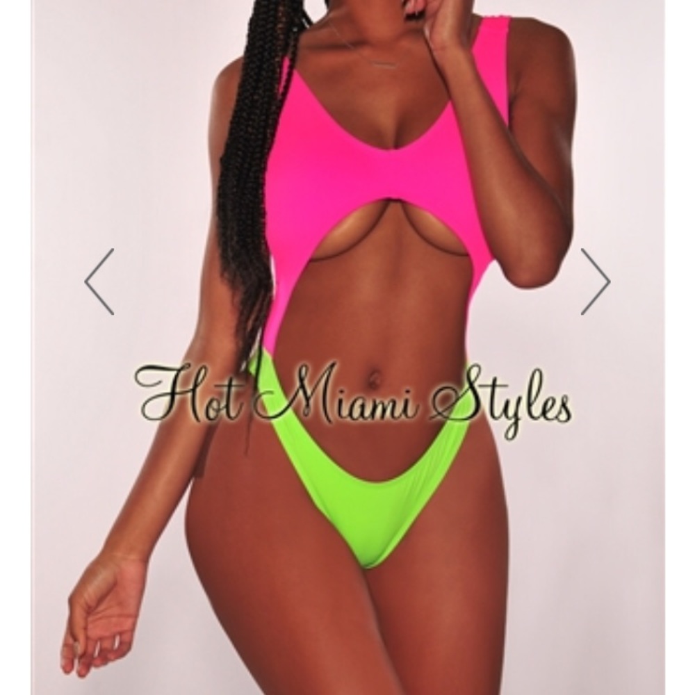 NWT Neon Cut Out Swimsuit